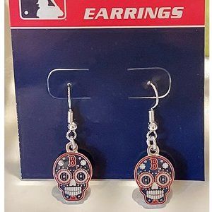 Red Sox Sugar Skull Earrings MLB Boston